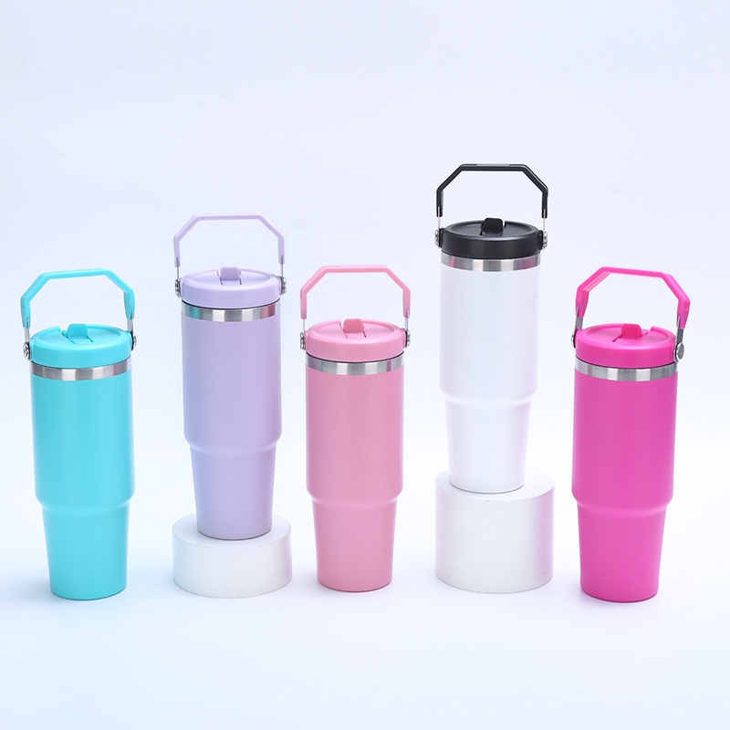 Tumbler xe cách nhiệt bằng thép không gỉ có tay cầm tùy chỉnh