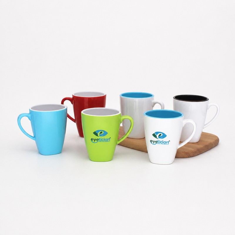 Cốc cà phê gốm có logo tùy chỉnh hai tông màu